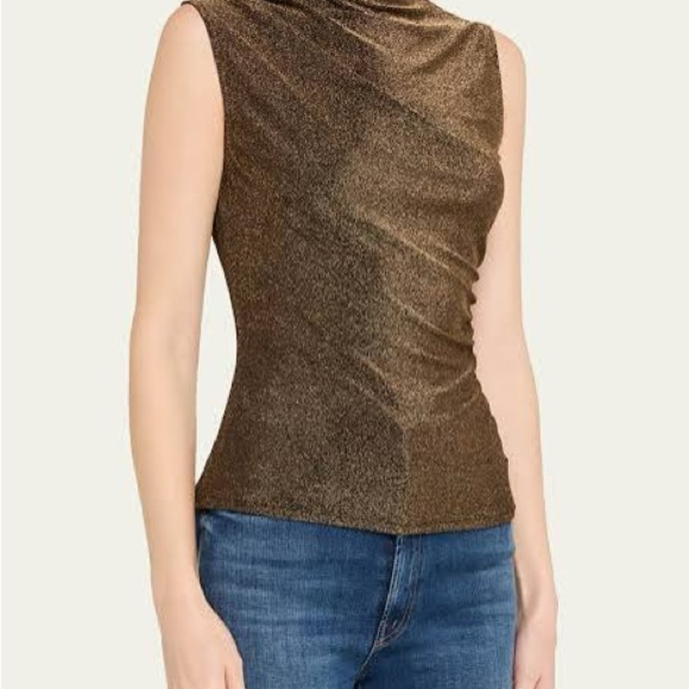 Veronica Beard Mylie Metallic Mock Neck Top XL - Picture 3 of 5